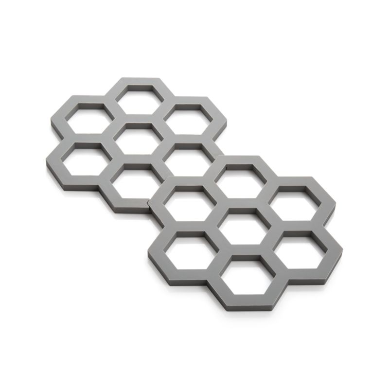 Interlocking Silicone Grey Trivets, Set of 2 - image 2 of 4