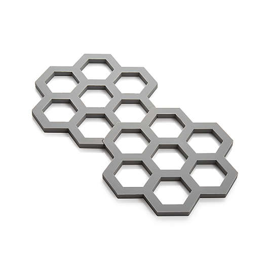 Interlocking Silicone Grey Trivets, Set of 2