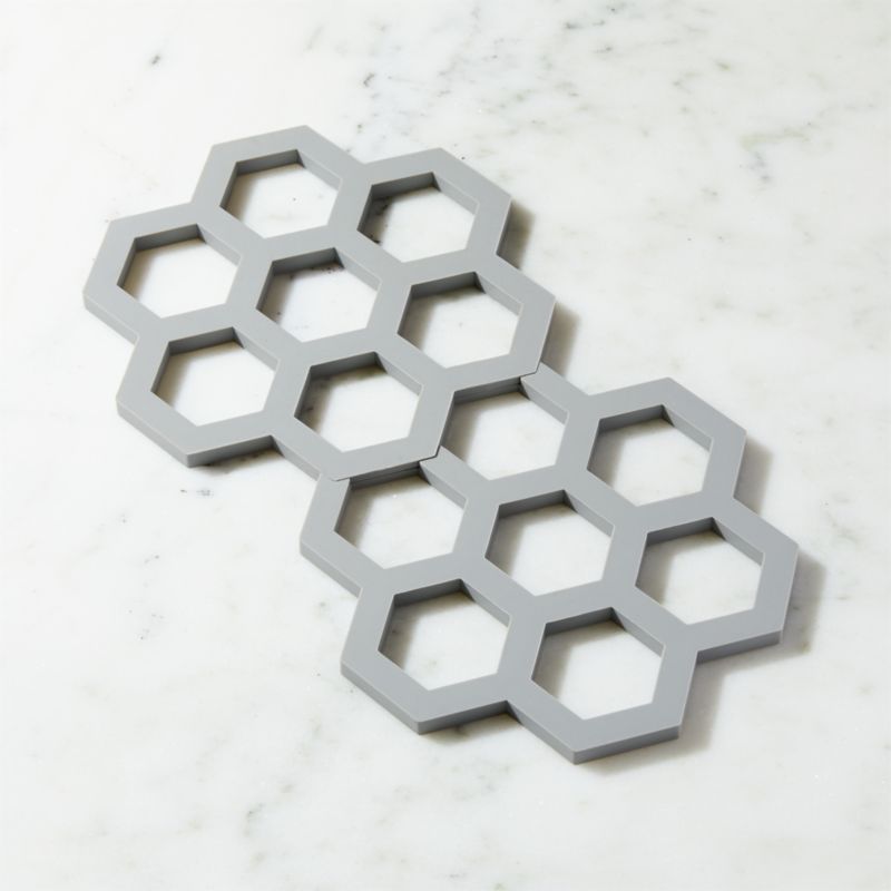 Interlocking Silicone Grey Trivets, Set of 2 - image 1 of 4