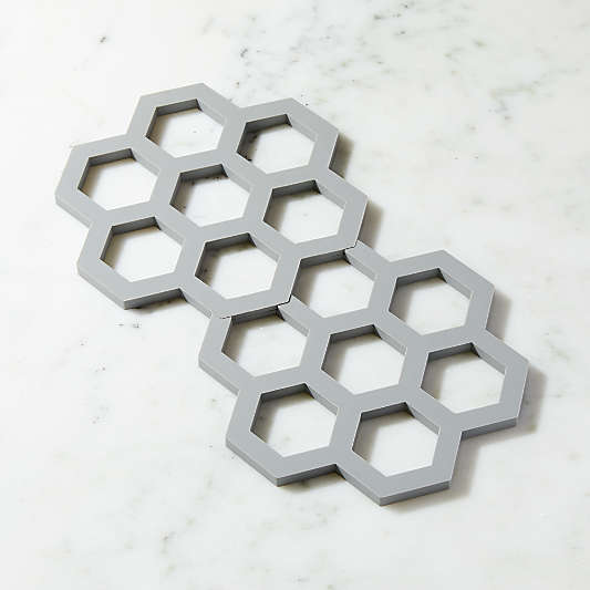 Interlocking Silicone Grey Trivets, Set of 2