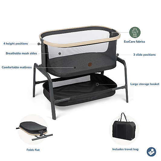 Maxi-Cosi ® Iora ™ Classic Graphite Grey Mesh Travel Baby Bassinet with Storage