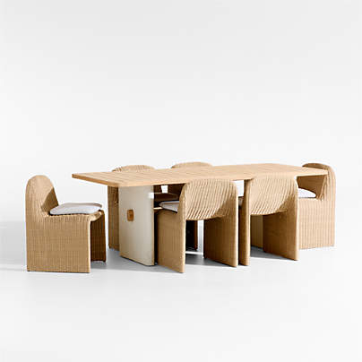 Ipanema 86" Outdoor Dining Table with Wicker Dining Chairs