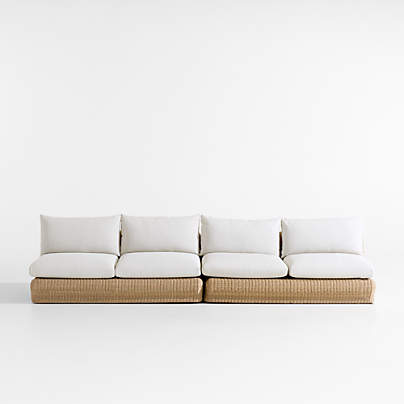 Ipanema Wicker 2-Piece Armless Outdoor Sofa with Cushions