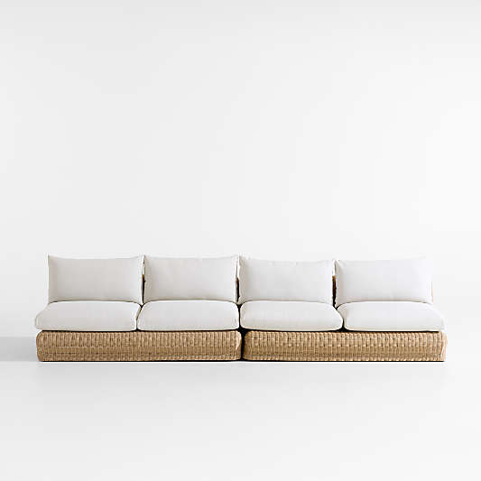 Ipanema Wicker 2 Piece Armless Outdoor Sofa with Cushions