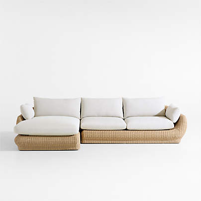 Ipanema 2-Piece Left-Arm Chaise Wicker Outdoor Sectional Sofa with Cushions