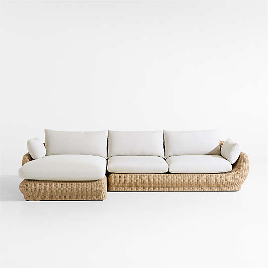 Ipanema 2-Piece Left-Arm Chaise Wicker Outdoor Sectional Sofa with Cushions