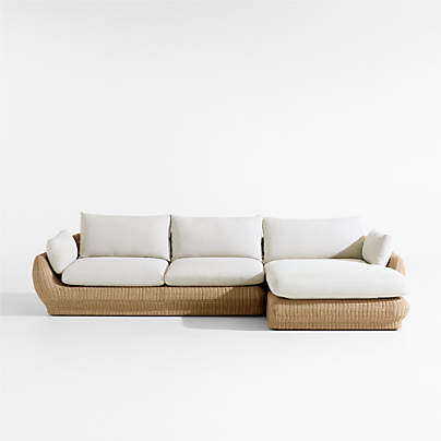 Ipanema 2-Piece Wicker Right-Arm Chaise Outdoor Sectional Sofa with Cushions