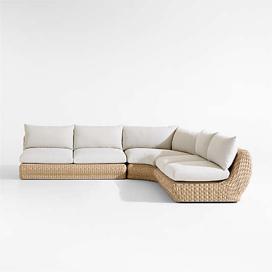 Ipanema 3-Piece Wicker L-Shaped Armless Wicker Outdoor Sectional Sofa with Cushions