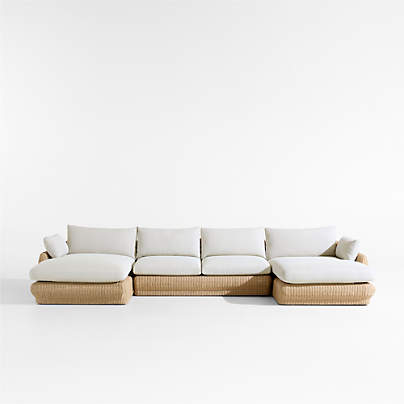 Ipanema Wicker 3-Piece Chaise Outdoor Sectional with Cushions