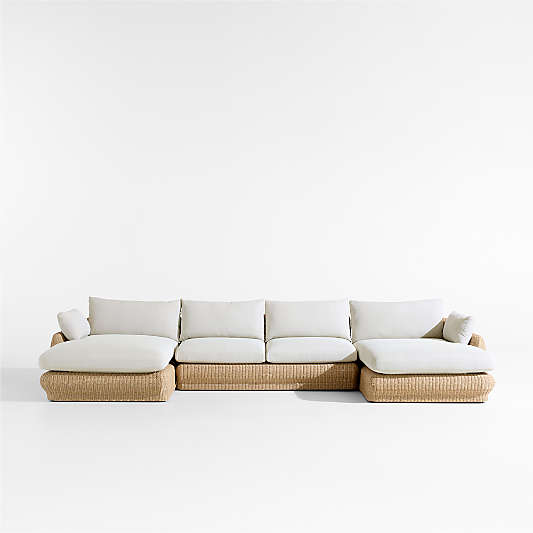 Ipanema Wicker 3 Piece Chaise Outdoor Sectional with Cushions