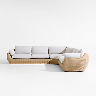 View Ipanema 3-Piece L-Shaped Wicker Outdoor Sectional with Cushions details