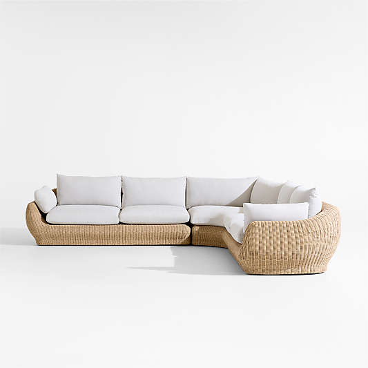 Ipanema 3-Piece Wicker L-Shaped Outdoor Sectional with Cushions