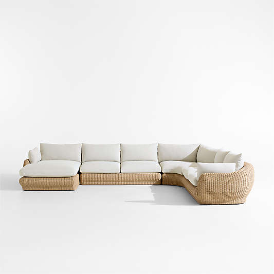 Ipanema 4-Piece L-Shaped Left-Arm Chaise Wicker Outdoor Sectional Sofa with Cushions
