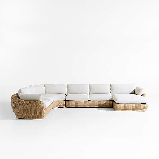 Ipanema Wicker 4-Piece L-Shaped Right-Arm Chaise Outdoor Sectional with Cushions