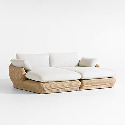 Ipanema 94" Wicker Double-Chaise Outdoor Daybed with Cushions