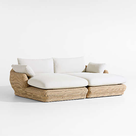 Ipanema 94" Wicker Double-Chaise Outdoor Daybed with Cushions