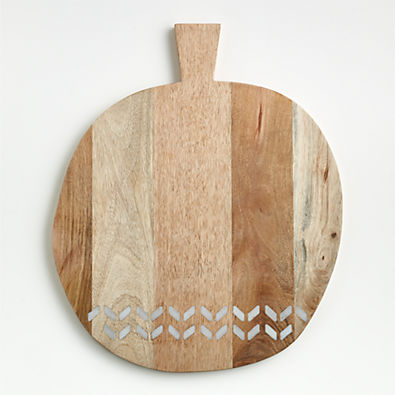 View Isadore Round Marble Inlay Wood Serving Board details