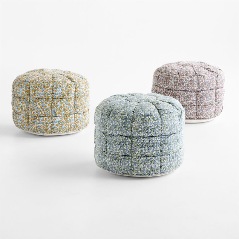 Isla Savannah Yellow Floral Round Puffy Cotton Kids Pouf - image 2 of 3