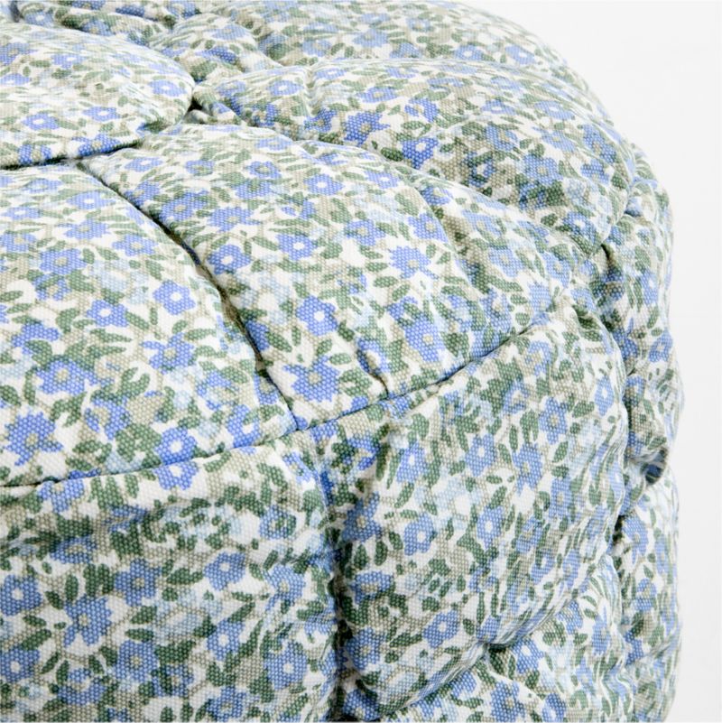 Isla Sky Blue Floral Round Puffy Cotton Kids Pouf - image 1 of 3