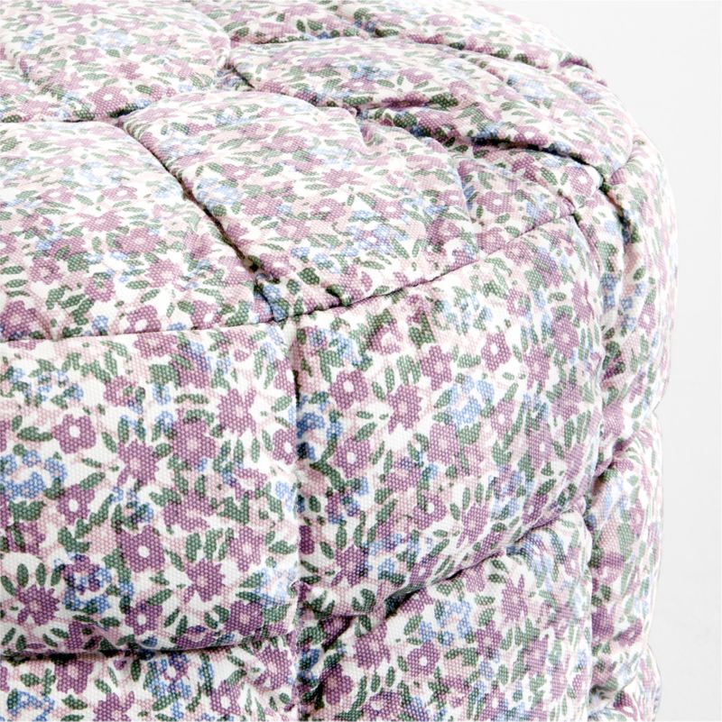 Isla Sunset Purple Floral Round Puffy Cotton Kids Pouf - image 2 of 4