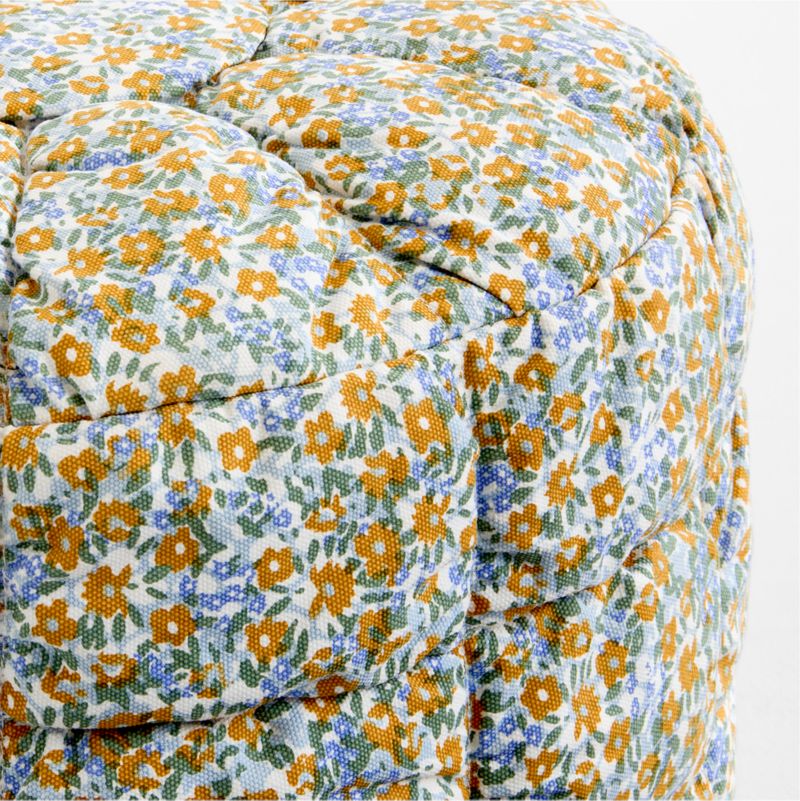 Isla Savannah Yellow Floral Round Puffy Cotton Kids Pouf - image 1 of 3