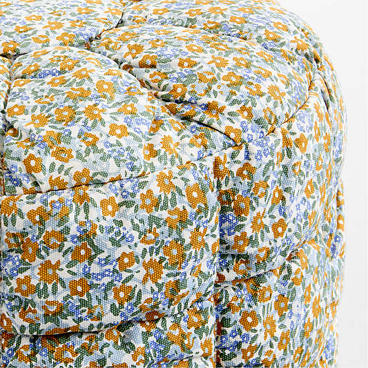 Isla Savannah Yellow Floral Round Puffy Cotton Kids Pouf