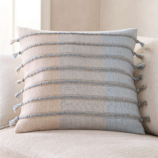Isla Braided Stripe 23"x23" Bunbury Blue Throw Pillow