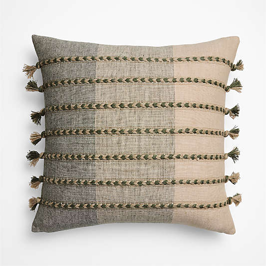 Isla Braided Stripe 23"x23" Shadow Sage Green Throw Pillow Cover