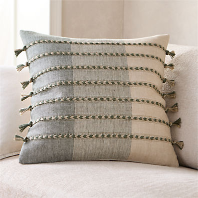View Isla Braided Stripe 23"x23" Shadow Sage Green Throw Pillow with Down-Alternative Insert details