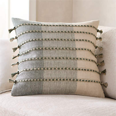 Isla Braided Stripe 23"x23" Shadow Sage Green Throw Pillow Cover