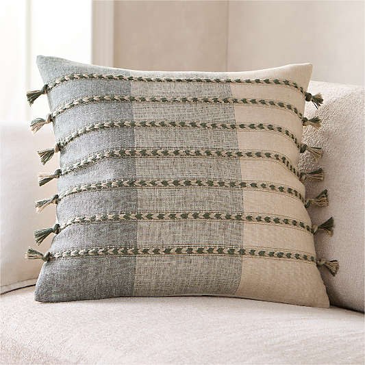 Isla Braided Stripe 23"x23" Shadow Sage Green Throw Pillow