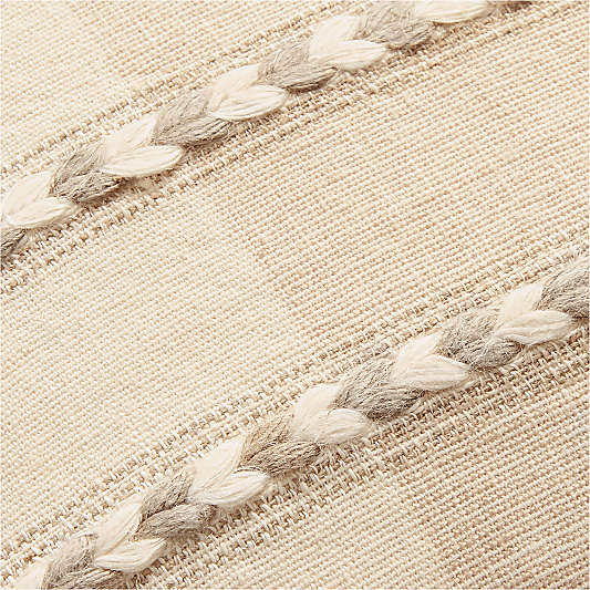 Isla Braided Stripe 23"x23" Warm Sand Beige Throw Pillow with Feather Insert