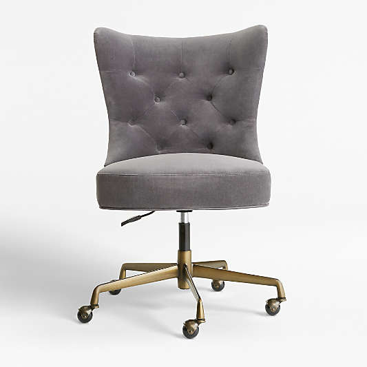 Isla Grey Velvet Office Chair