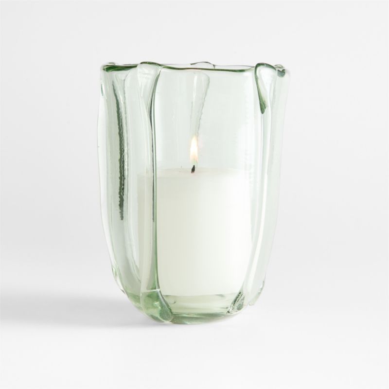 Isla Medium Smoke Green Recycled Glass Hurricane Candle Holder - image 0 of 7