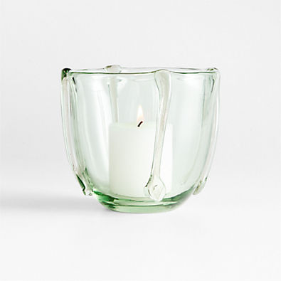 View Isla Small Smoke Green Recycled Glass Hurricane Candle Holder details