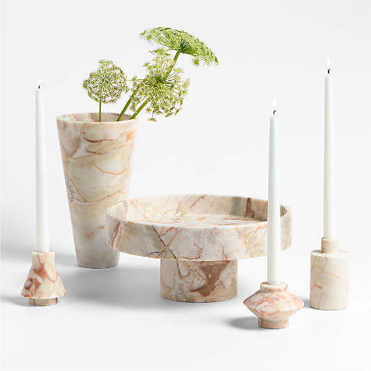 Isola Red Marble Taper Candle Holders