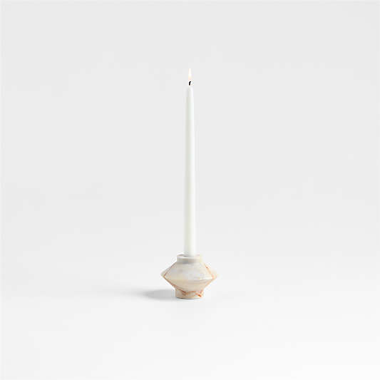 Isola Wide Red Marble Candle Holder 2.75"