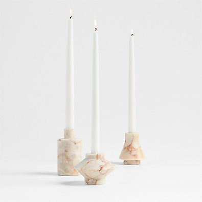 View Isola Red Marble Taper Holder, Set of 3 details