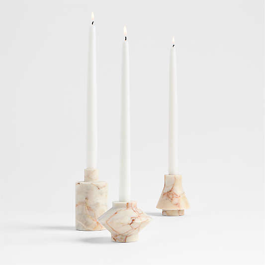 Isola Red Marble Taper Candle Holders