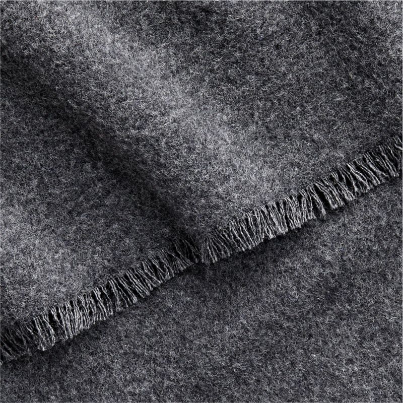 Italian 70"x55" Cashmere Blend Charcoal Throw Blanket - image 3 of 5