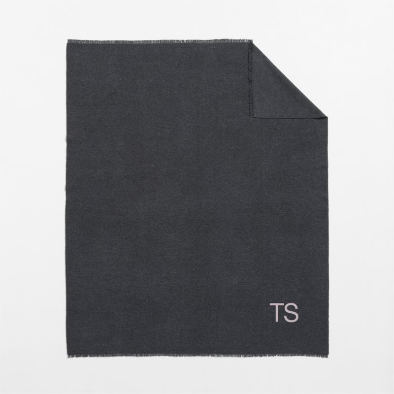 Italian 70"x55" Cashmere Blend Charcoal Throw Blanket - image 2 of 5