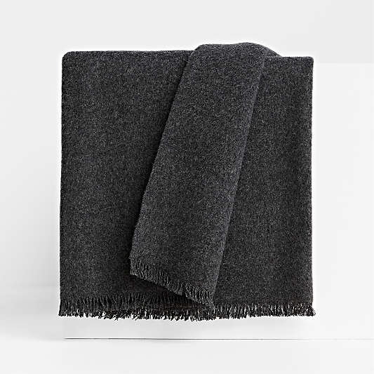 Italian 70"x55" Cashmere Blend Charcoal Throw Blanket