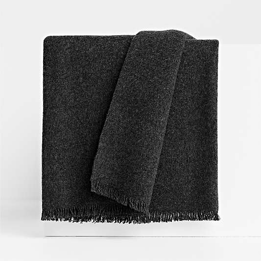 Italian 70"x55" Cashmere Blend Charcoal Throw Blanket