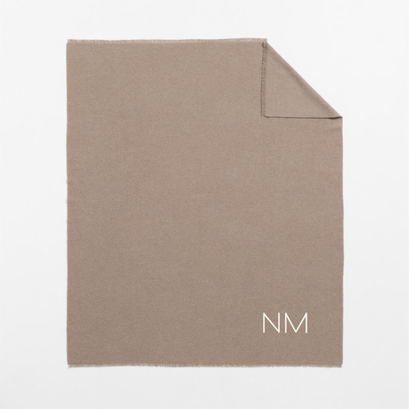 Italian 70"x55" Cashmere Blend Taupe Throw Blanket - image 4 of 5