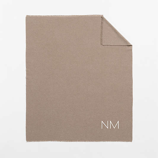 Italian 70"x55" Cashmere Blend Taupe Throw Blanket