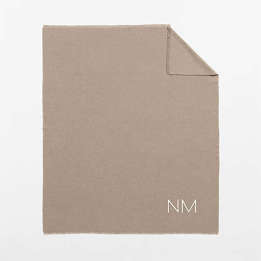 Italian 70"x55" Cashmere Blend Taupe Throw Blanket