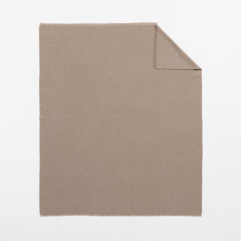 Italian 70"x55" Cashmere Blend Taupe Throw Blanket - image 3 of 5