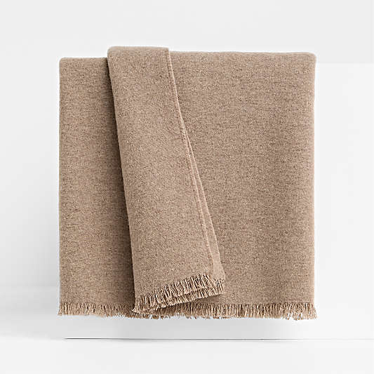 Italian 70"x55" Cashmere Blend Taupe Throw Blanket