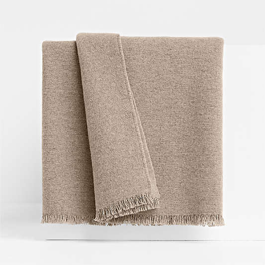 Italian 70"x55" Cashmere Blend Taupe Throw Blanket