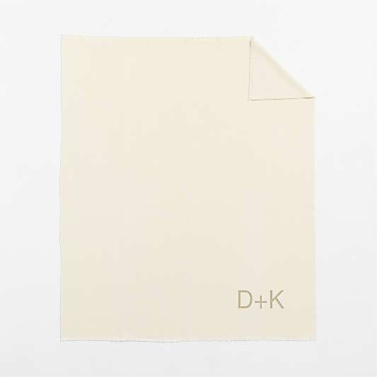 Italian 70"x55" Cashmere Blend Ivory Throw Blanket